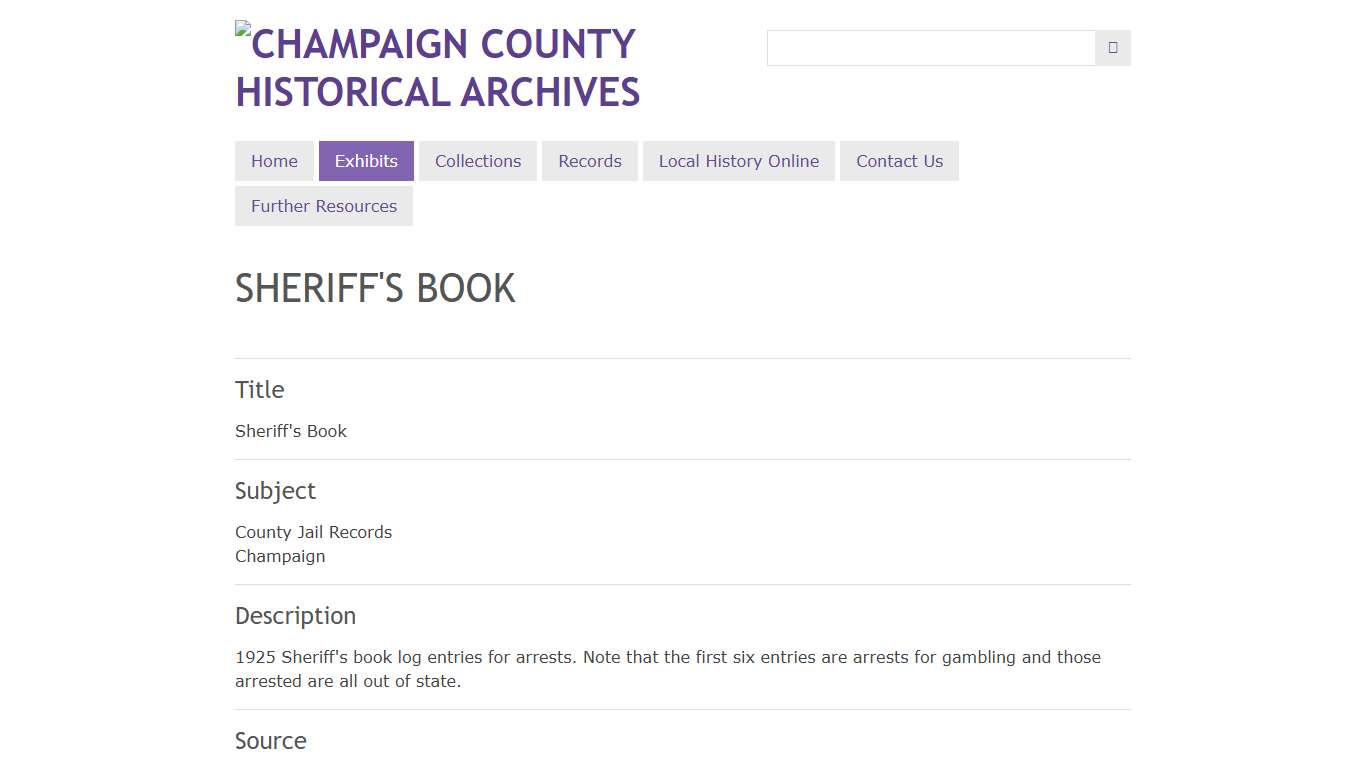 Sheriff's Book · Champaign County Historical Archives